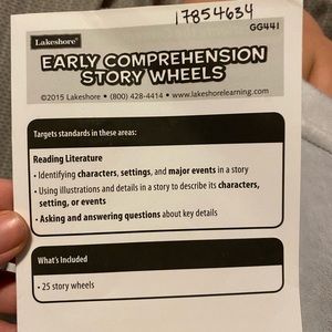 Early comprehensive story wheels! Comes with 3 each